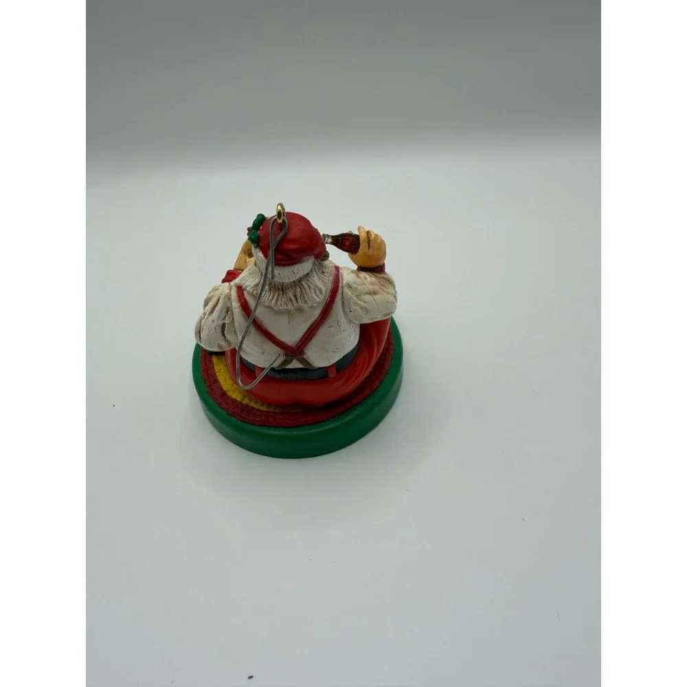 Vintage 1990 Coca-Cola Santa Claus Christmas Ornament Happy Holidays Toy Train